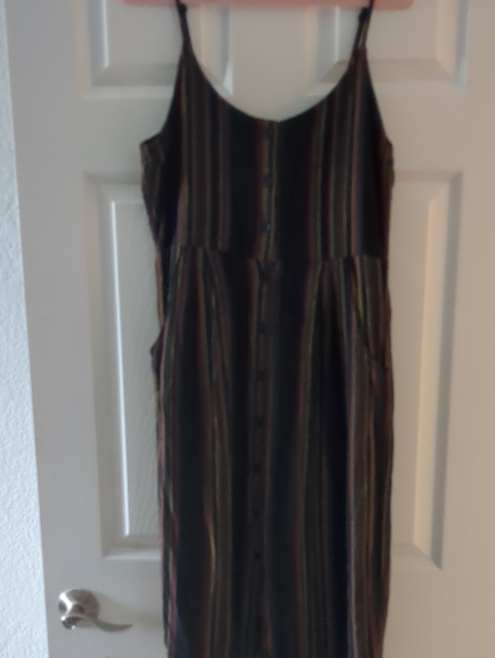 RVCA Black Striped Sleeveless Maxi Dress W POCKETS!
